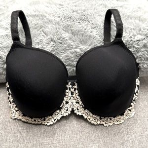 Wacoal Embrace Lace T-shirt Bra- size 34G- black with ivory lace